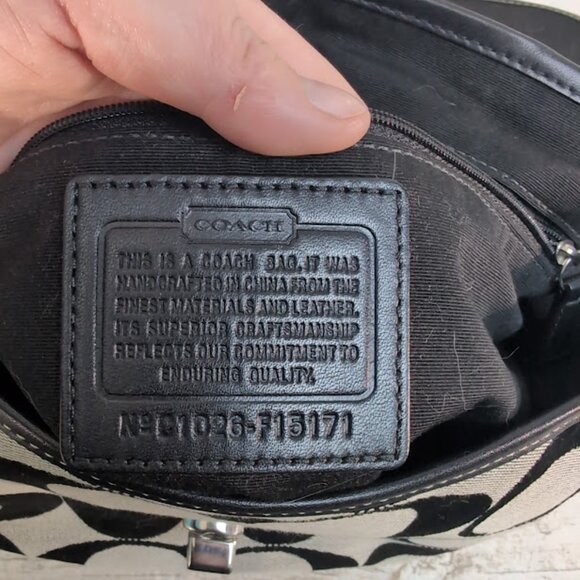 Vintage Coach Purse Canvas and Leather Black and Cream - Picture 6 of 9